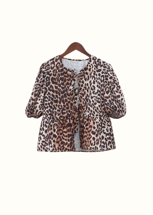 BLISS: Leopard Muster Popeline Bluse